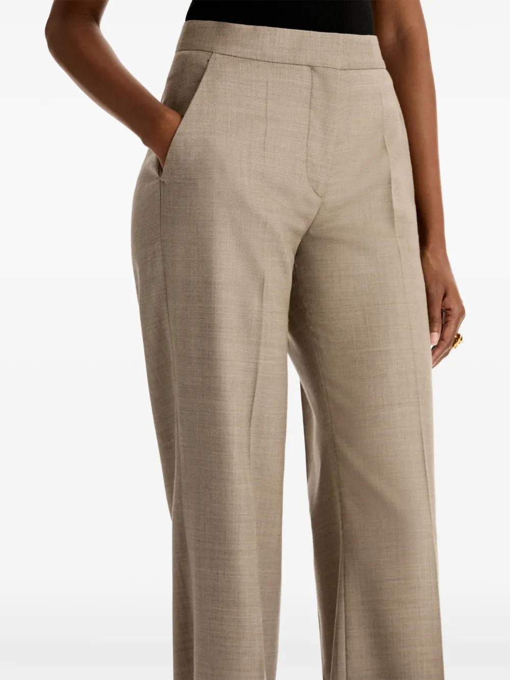 Oscar de la Renta Broek met wijde pijpen en cuffs Beige