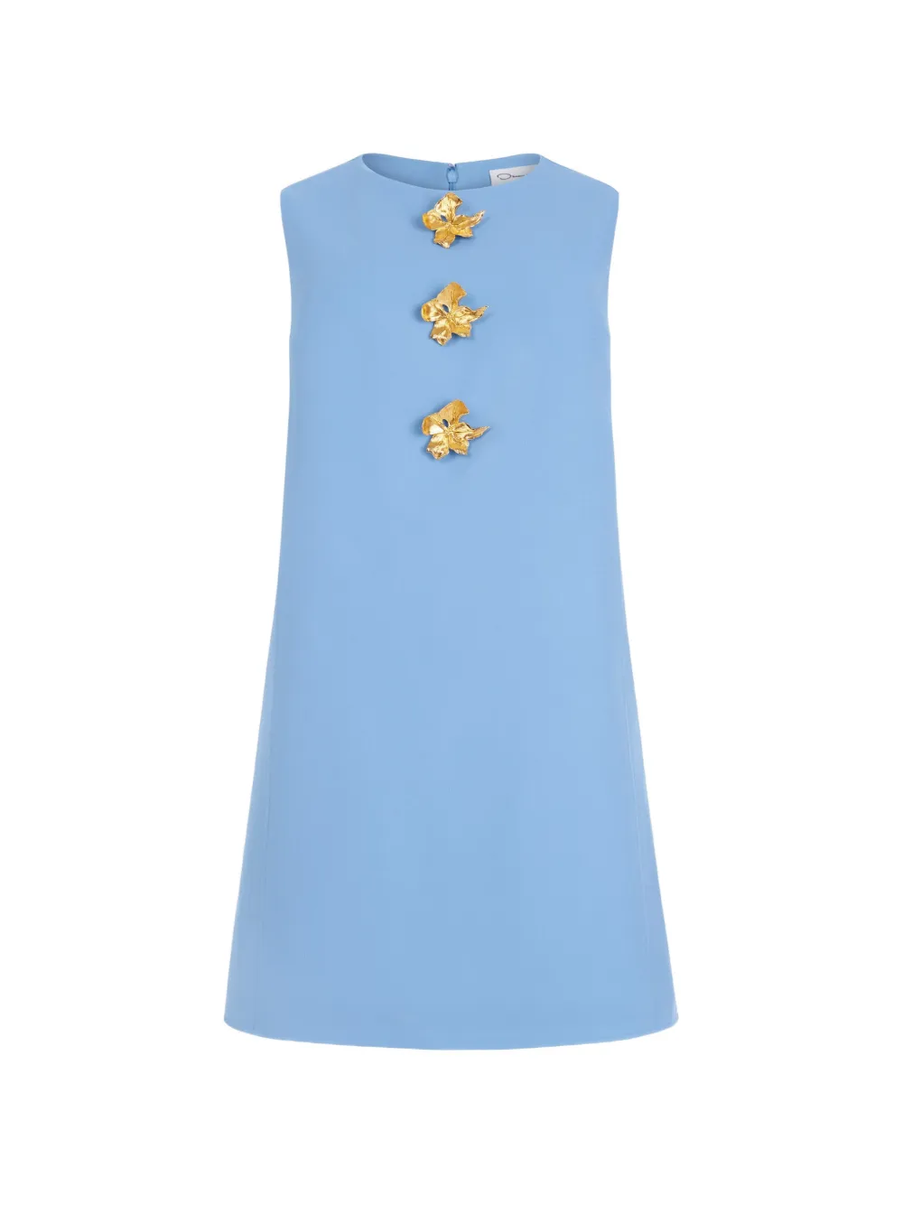 Oscar de la Renta button-detail wool shift dress - Blu
