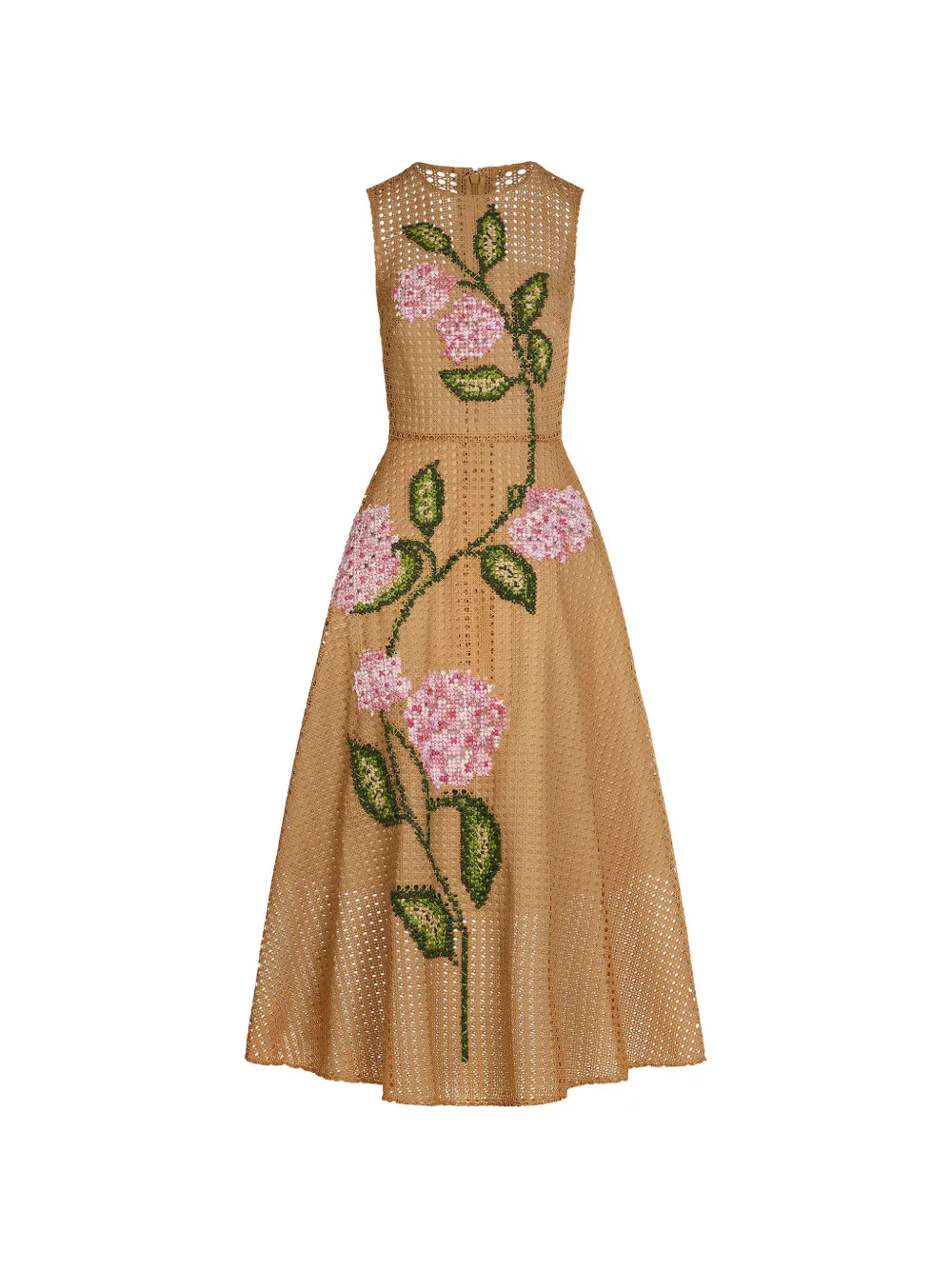 Oscar de la Renta Abito lungo a fiori - Marrone