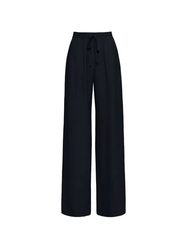 Oscar de la Renta Silk Georgette Drawstring Pant in Blue