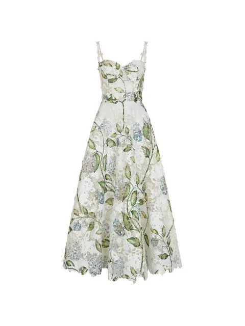 Oscar de la Renta porcelain-flower sleeveless midi dress