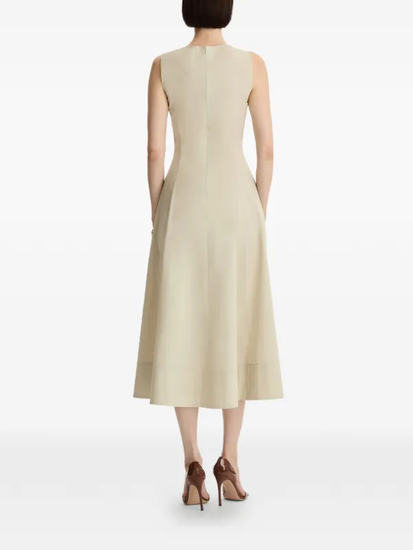 oscar midi dress beige BEIGE OFF-SHOULDER SLIT MIDI DRESS | CULT MIA main image 1