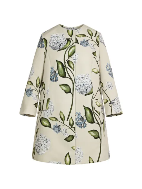 Oscar de la Renta porcelain-flower crew-neck coat