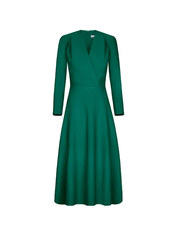 Oscar De La Renta wool-blend long-sleeve Dress | Green | FARFETCH JO Oscar De La Renta wool-blend long-sleeve Dress | Green | FARFETCH JO
