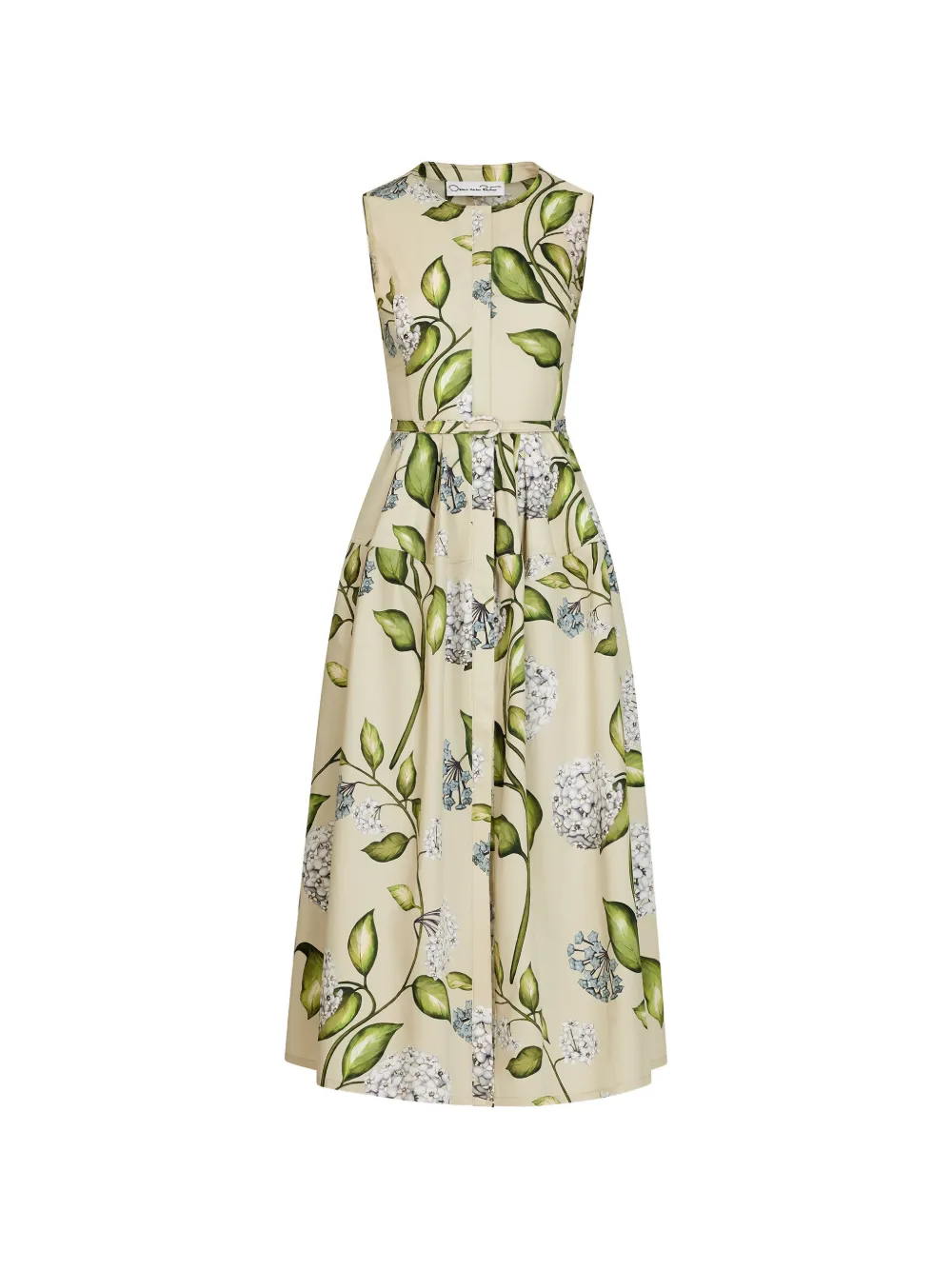 Oscar de la Renta flower-print sleeveless midi dress - Toni neutri
