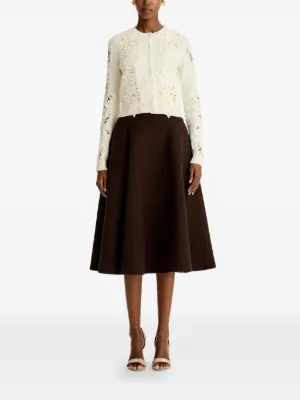 Jupe En Cuir Oscar De La Renta Taille 14 Marron - État Comme Neuf - Occasion TBE