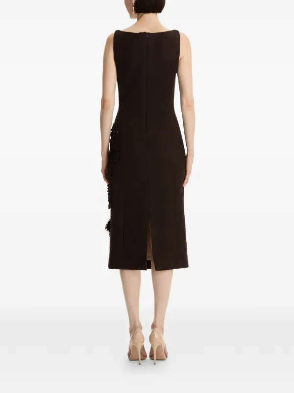 oscar midi dress brown Oscar de La Renta Flower-detail Cutout Midi Dress