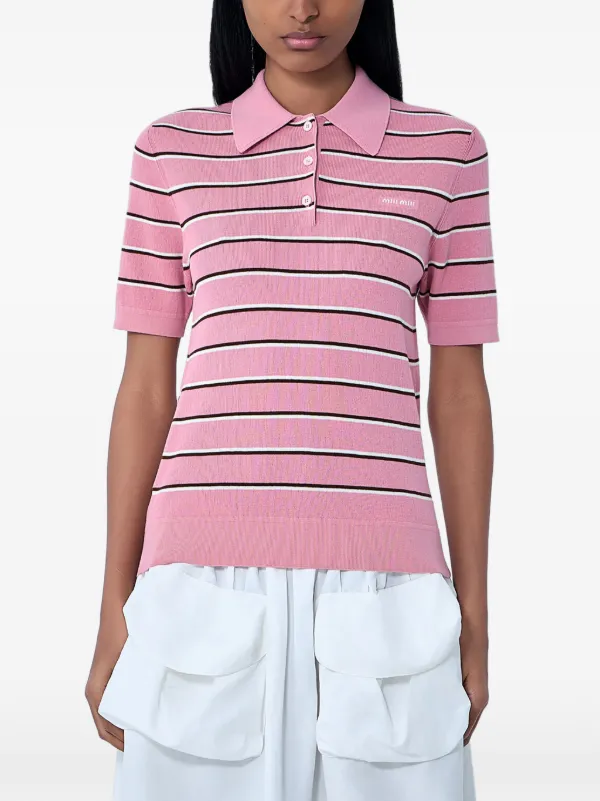 Miu Miu Short-sleeve Polo Shirt in Pink