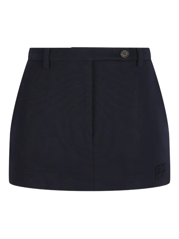 Miu Miu Button-detail Mini Skirt in Blue
