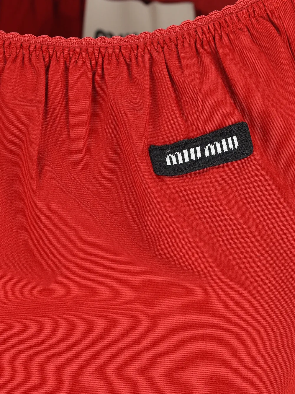 Miu Off-shoulder midi-jurk met labeldetail Rood