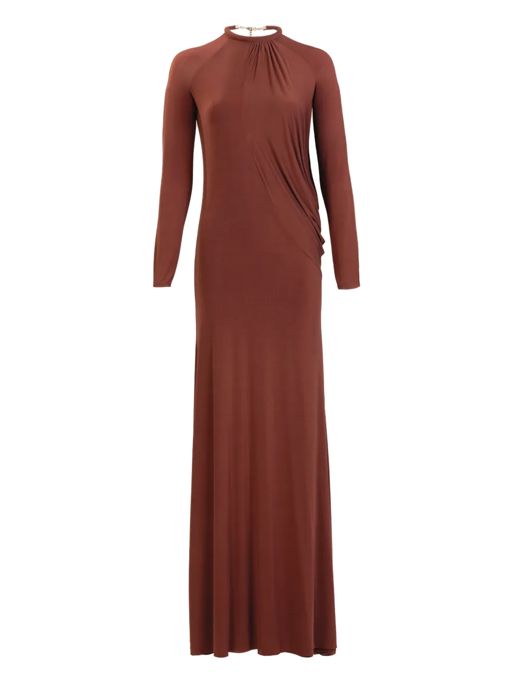 Silvia Tcherassi Lais draped long-sleeve maxi dress - Marrone