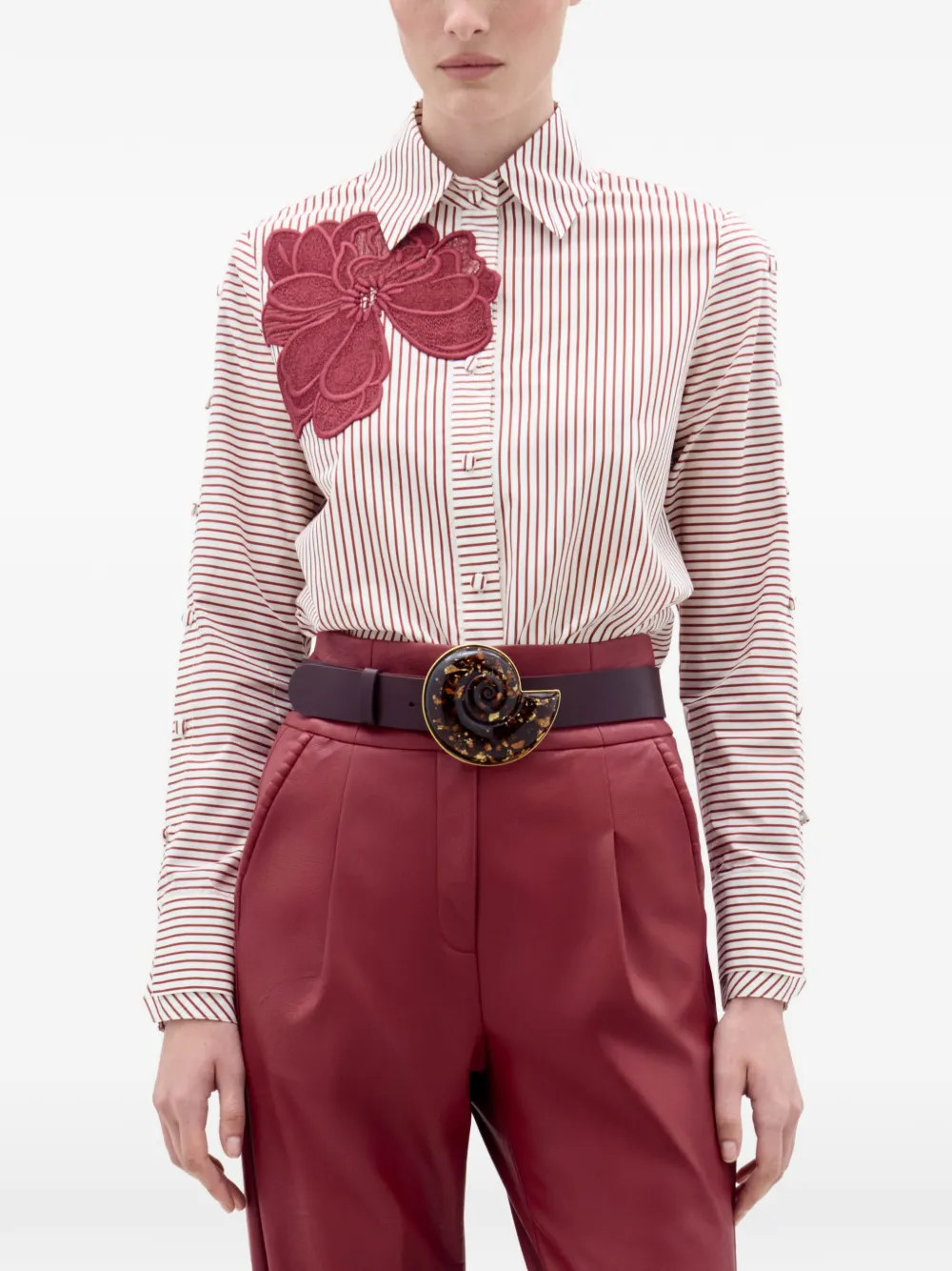 Silvia Tcherassi Premium striped floral shirt - Rood