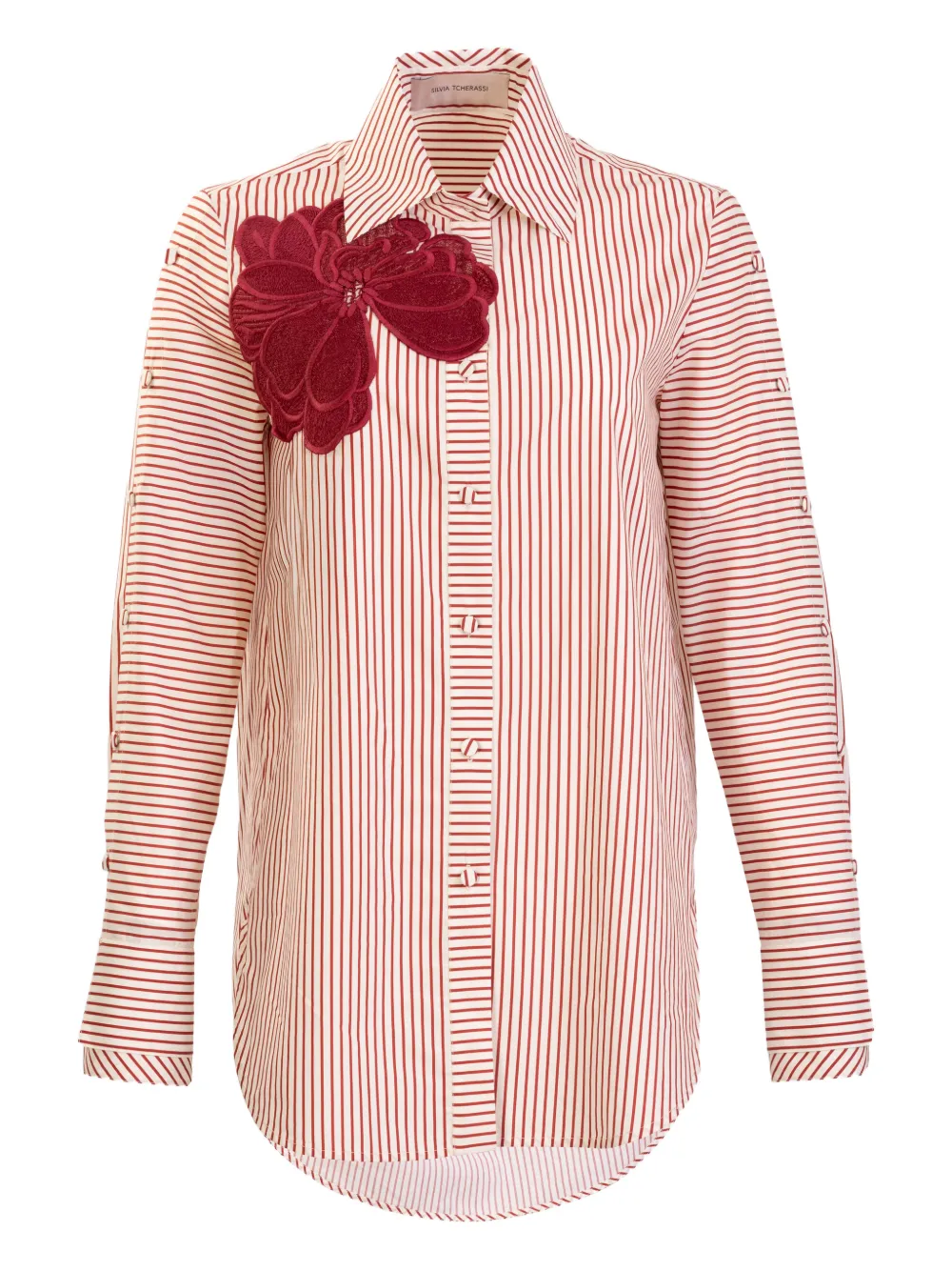 Silvia Tcherassi Premium striped floral shirt - Red