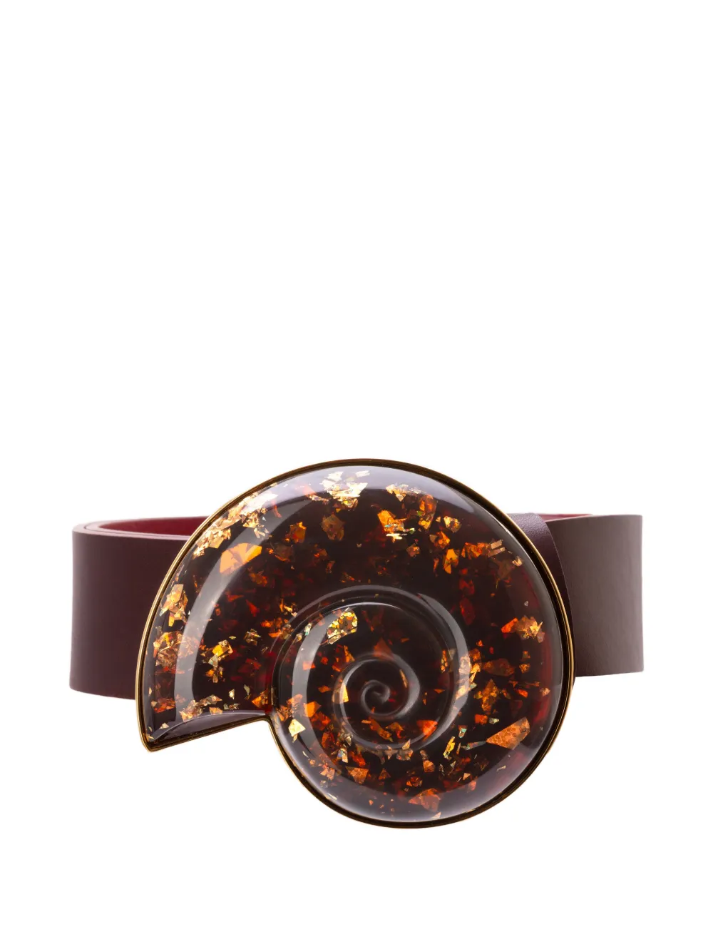 Silvia Tcherassi Nautilus Shell-detail Leather Belt In Red