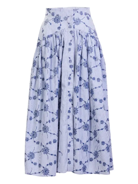 Silvia Tcherassi Narel embroidered striped midi skirt