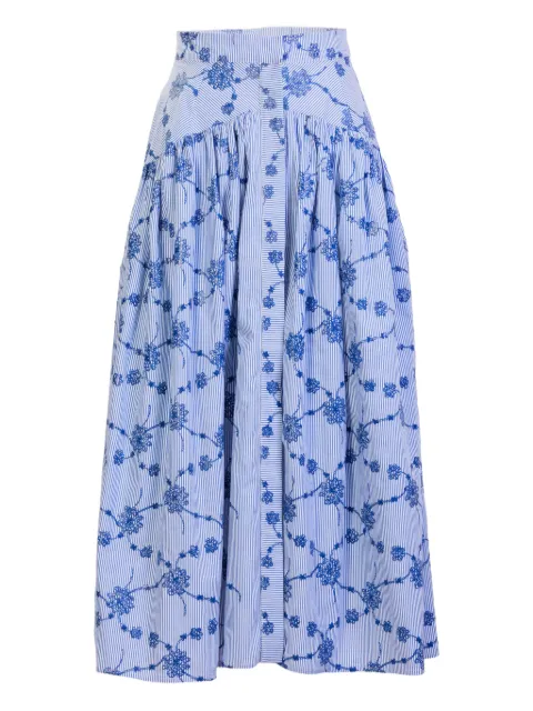 Silvia Tcherassi Narel embroidered striped midi skirt