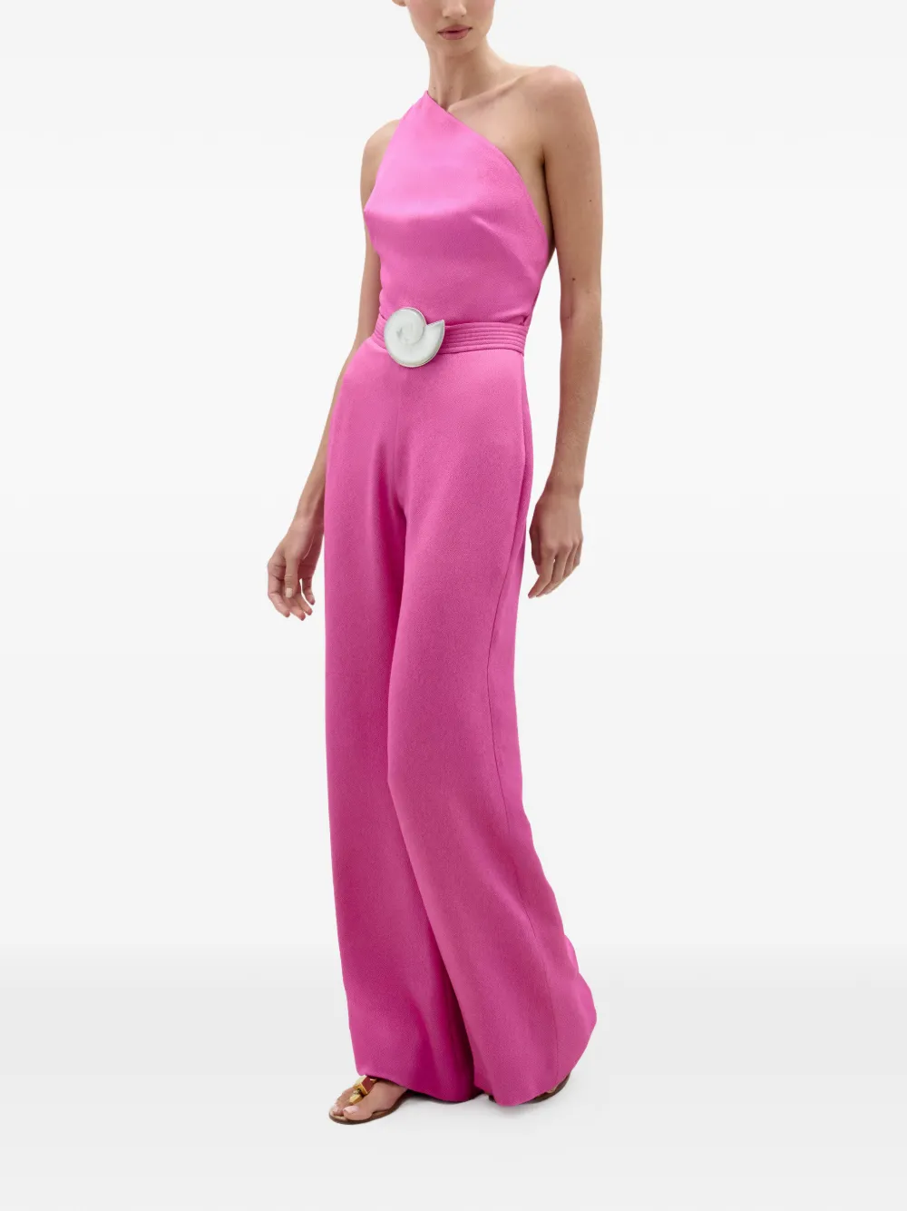 Silvia Tcherassi Monique one-shoulder belted jumpsuit - Roze