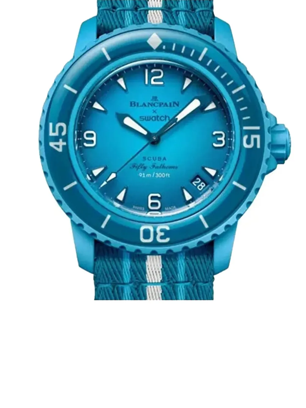 Swatch Vintage x Blancpain Scuba Fifty Fathoms 42.3mm watch - Blauw