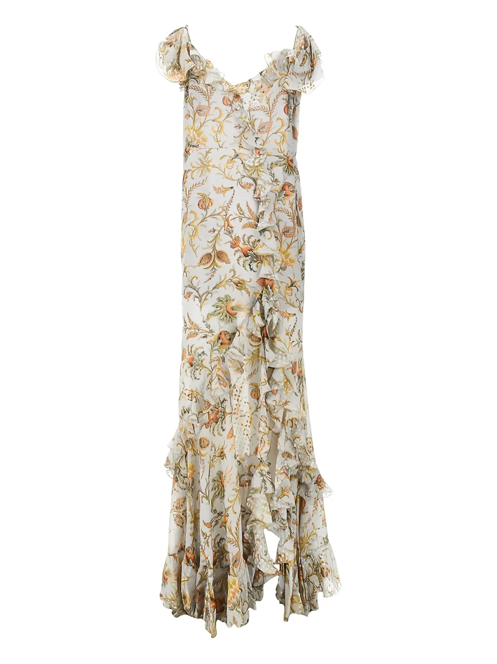 ETRO ruffled floral maxi dress - Grigio