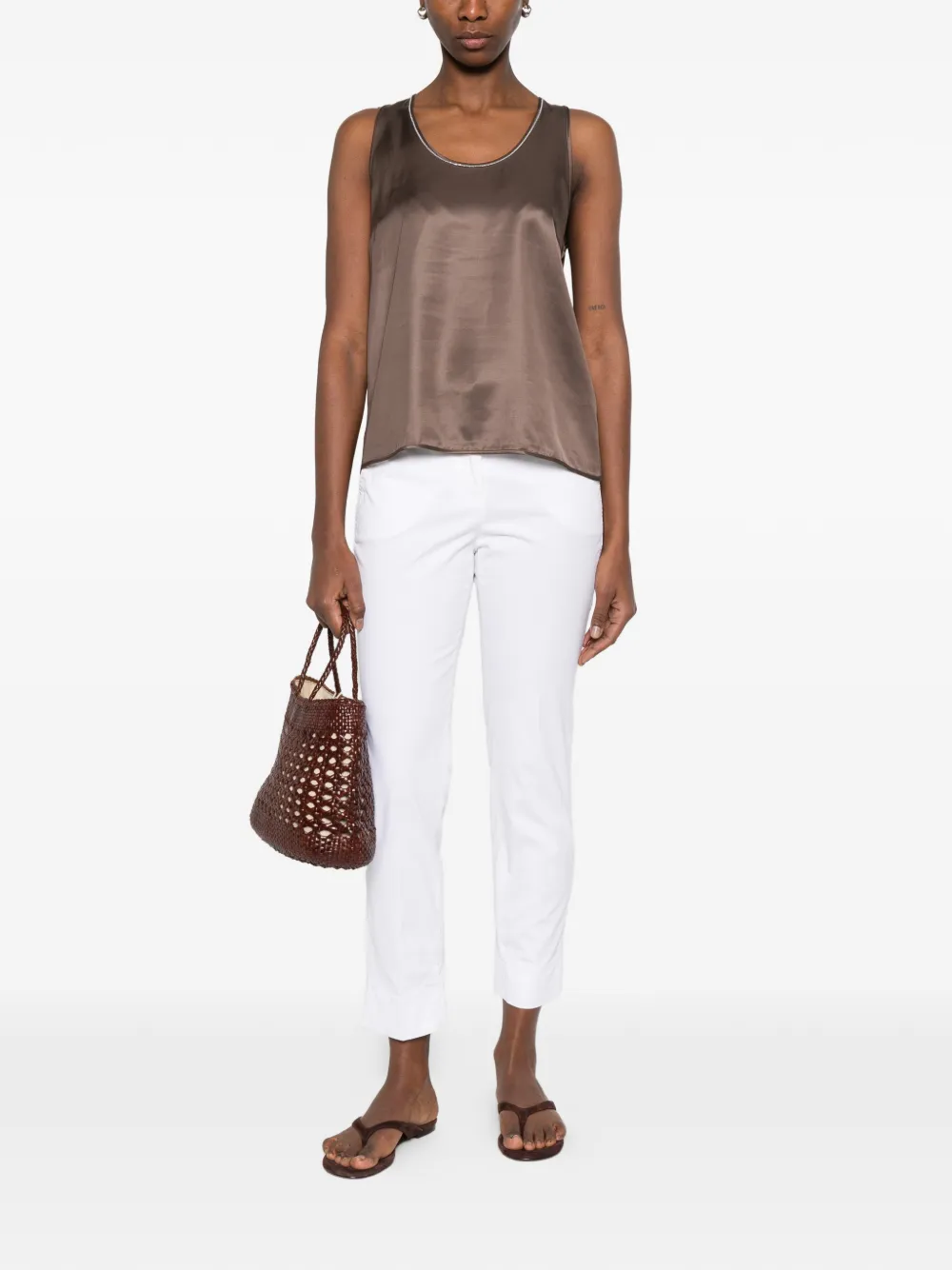 Peserico Broek met riemlussen Wit