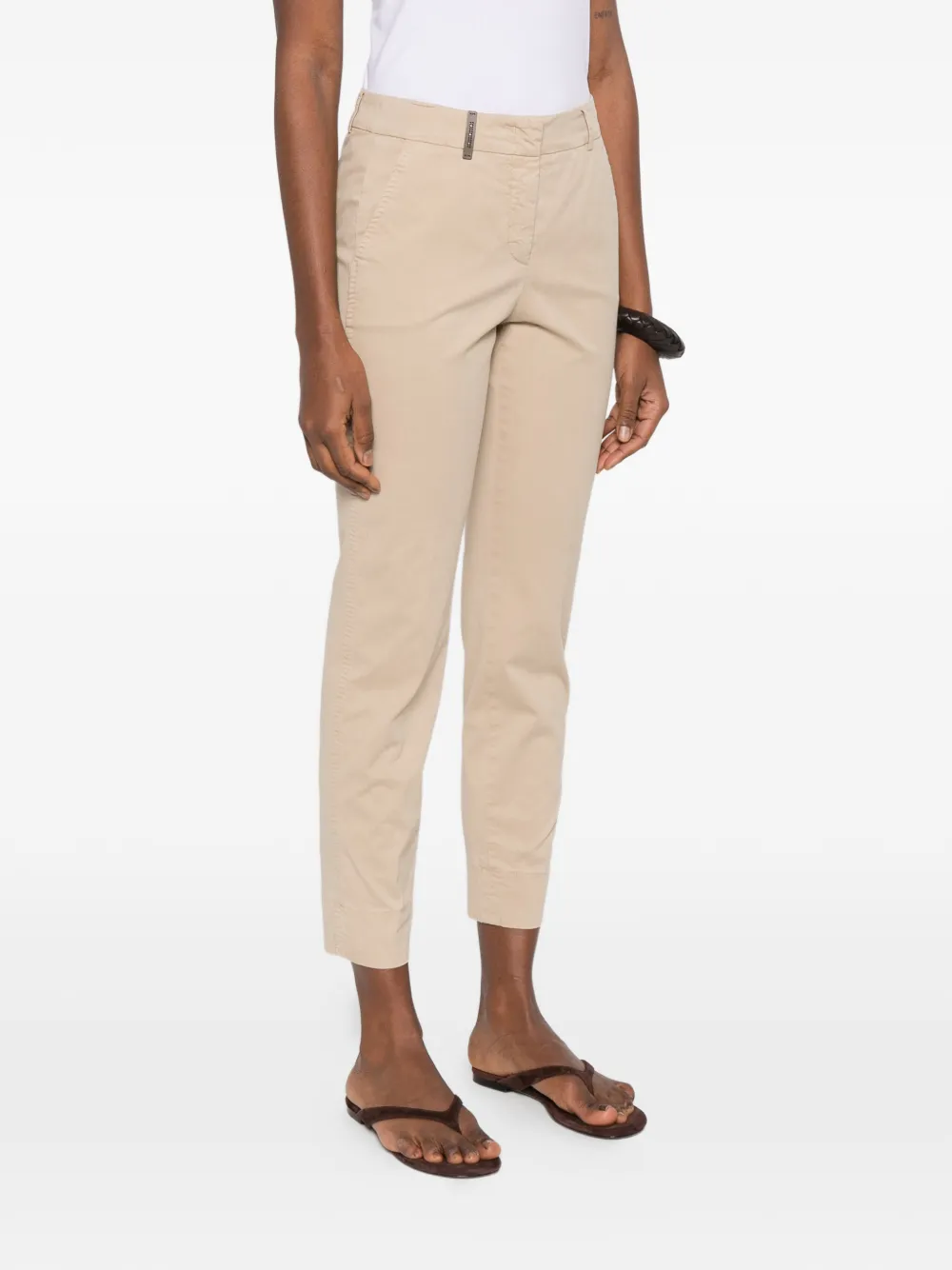 Peserico Broek met riemlussen Beige