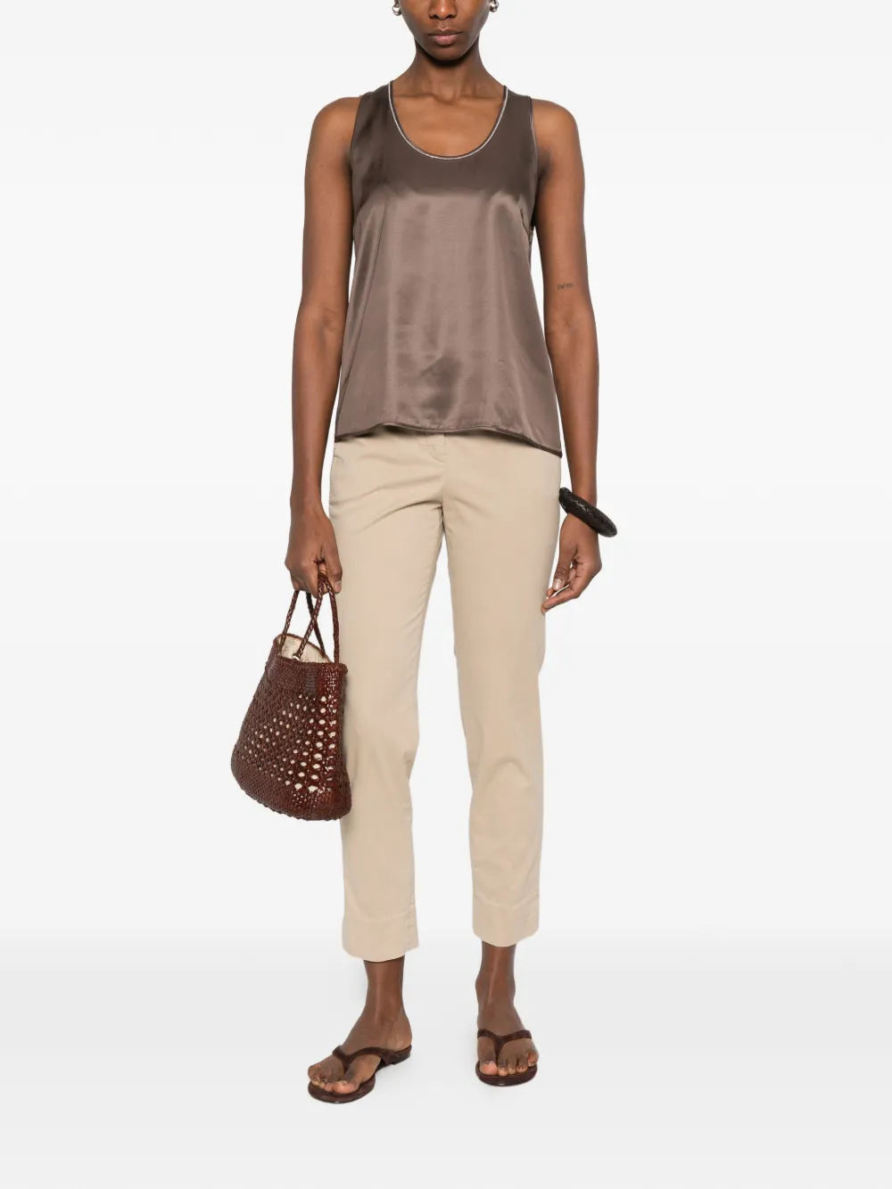 Peserico Broek met riemlussen Beige