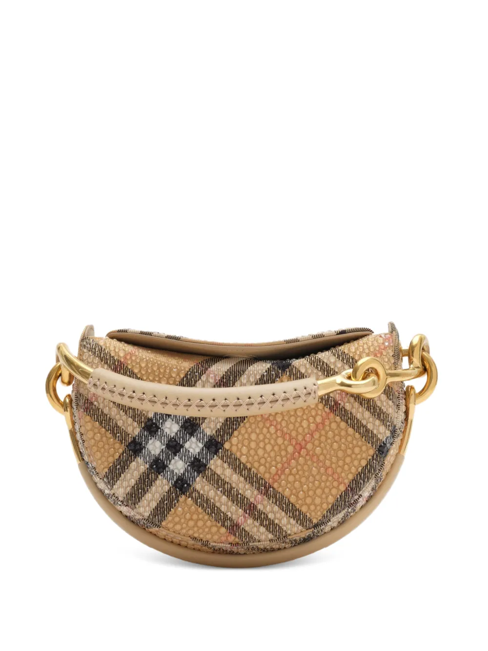 Burberry check rhinestone bridle clutch - Beige