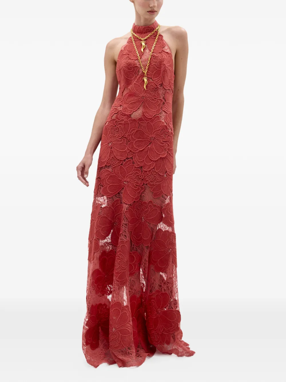 Silvia Tcherassi Mab floral lace maxi dress - Rood