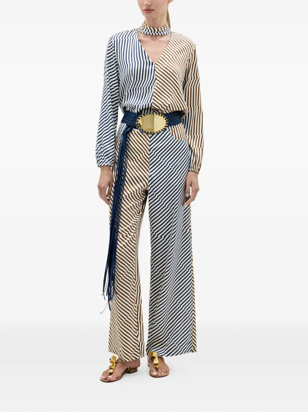  Silvia Tcherassi Emine Striped Trousers - Brown 