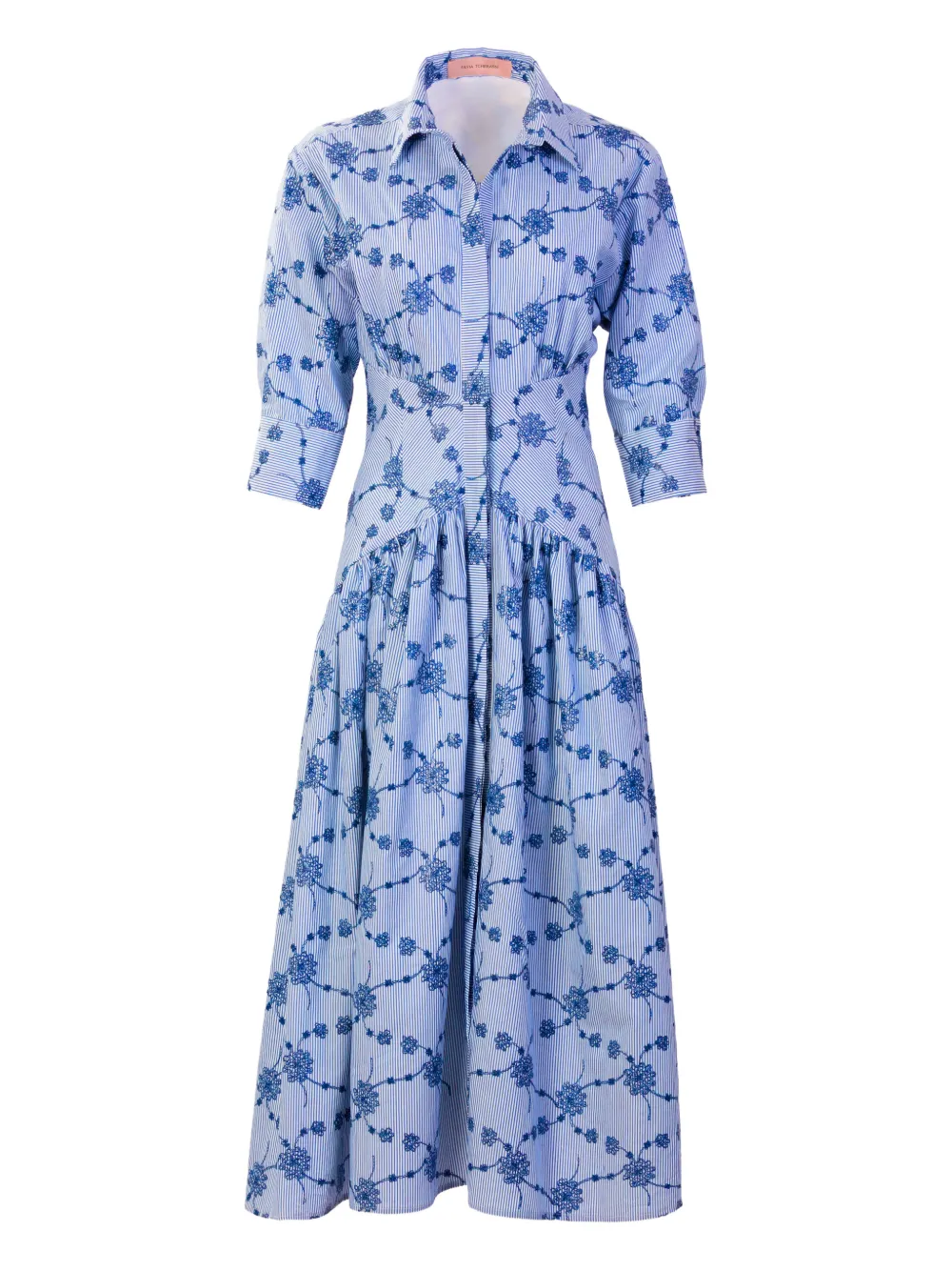 Silvia Tcherassi Indy embroidered-flowers midi dress - Blu
