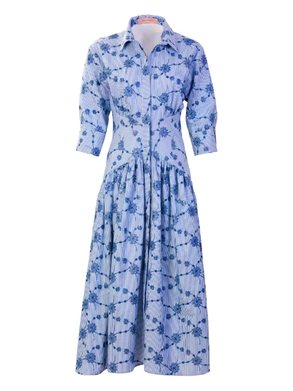 Silvia Tcherassi Indy embroidered-flowers Midi Dress | Blue | FARFETCH