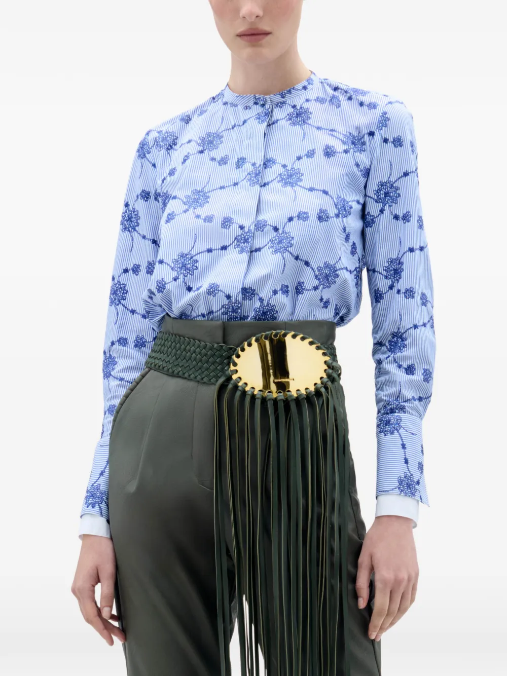 Silvia Tcherassi Cubillos embroidered-floral shirt - Blauw