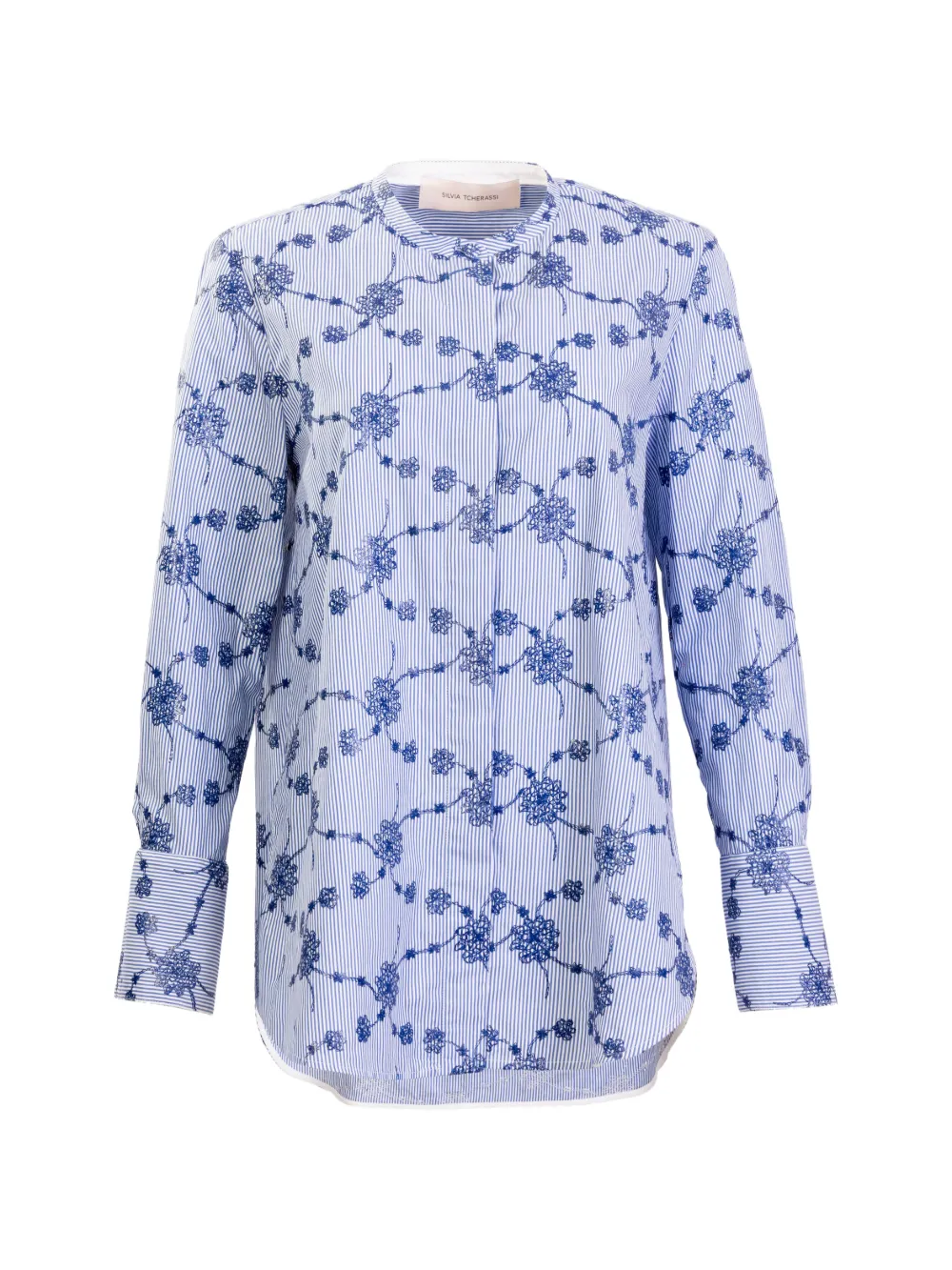 Silvia Tcherassi Cubillos embroidered-floral shirt - Blu