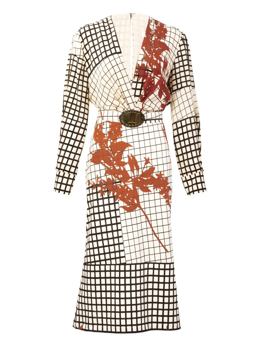 Silvia Tcherassi Kadira geometric-print belted midi dress - Toni neutri