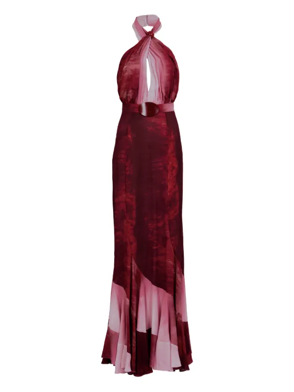 Silvia Tcherassi Raisa Halterneck Belted Maxi Dress | Red