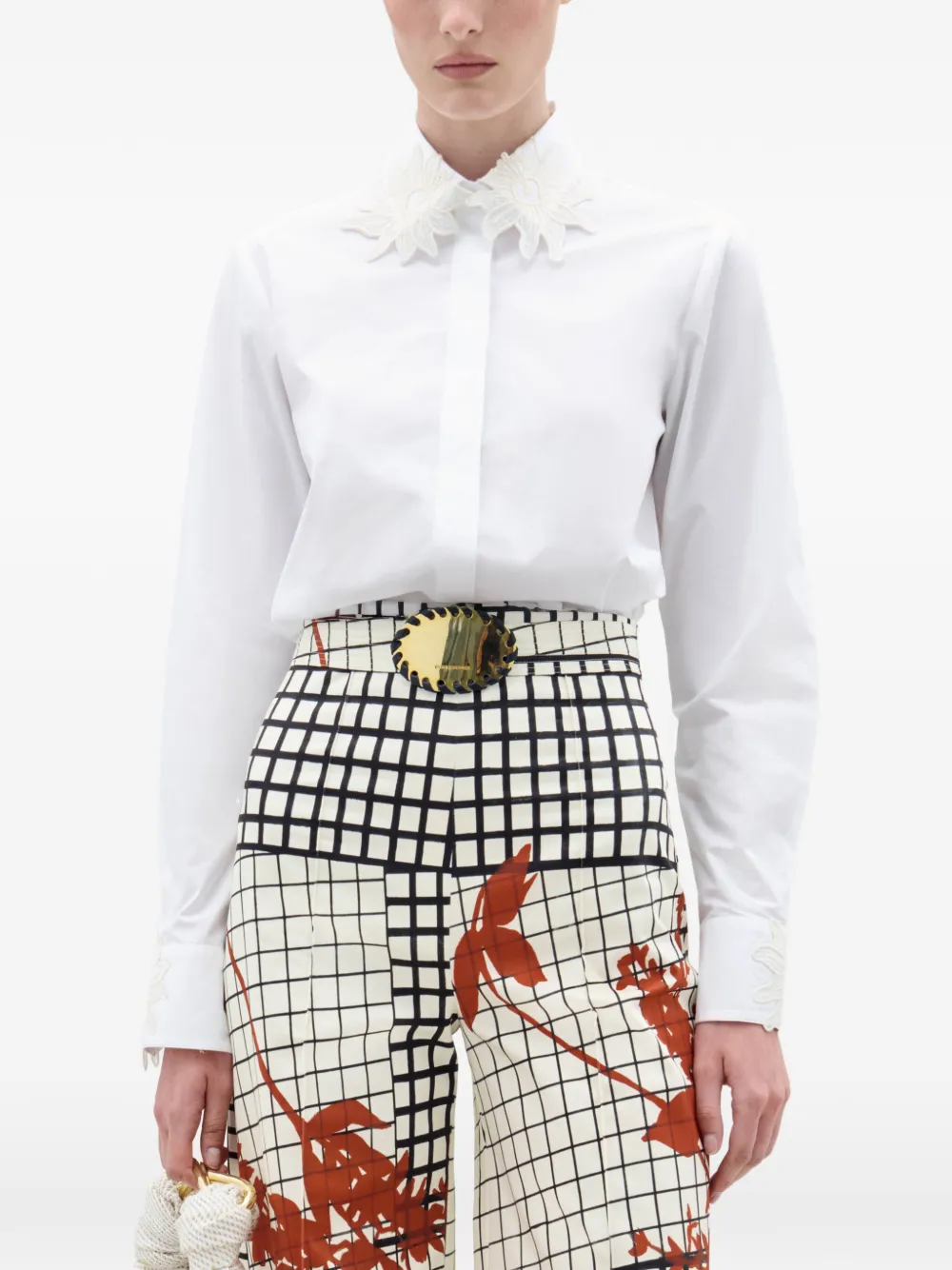 Silvia Tcherassi Naroa floral-detail shirt - Wit