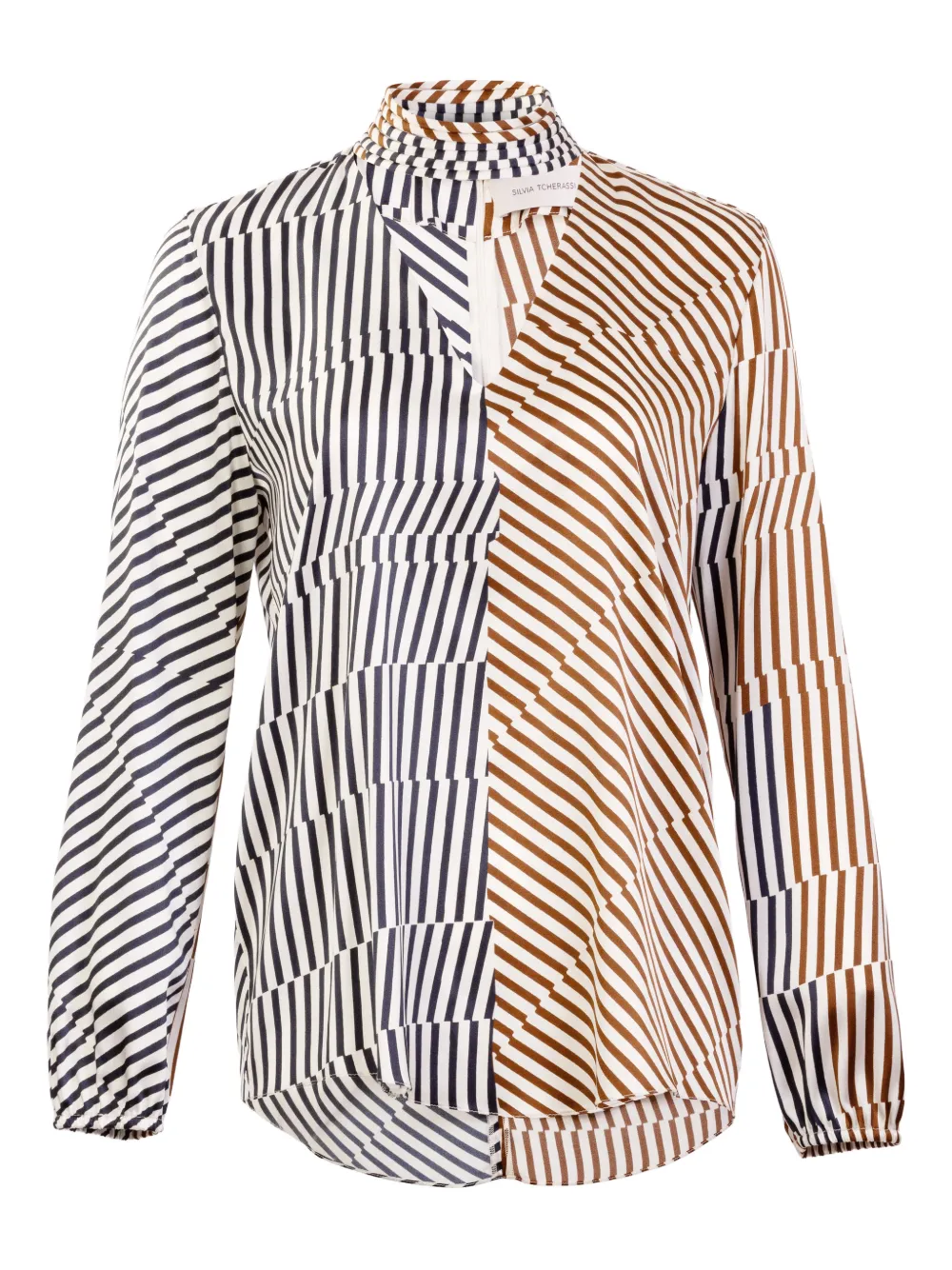 Silvia Tcherassi Jasper striped V-neck blouse - Marrone