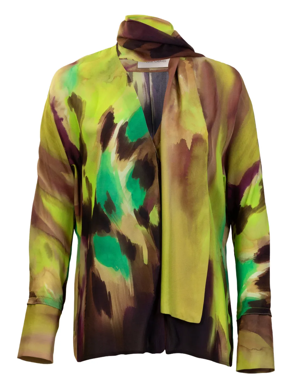Silvia Tcherassi Jaboca Abstract Print Blouse In Green