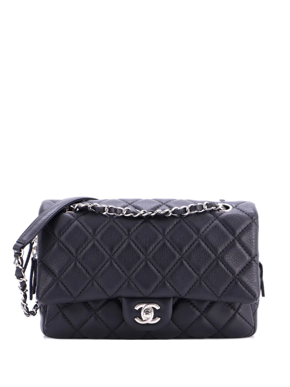 CHANEL Pre-Owned Easy Flap Bag Quilted Distressed Calfskin Medium shoulder bag - Nero