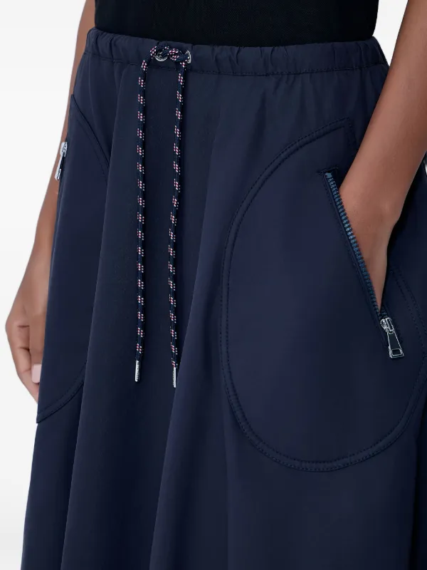 Moncler Drawstring A-line Midi Skirt | Grey | FARFETCH