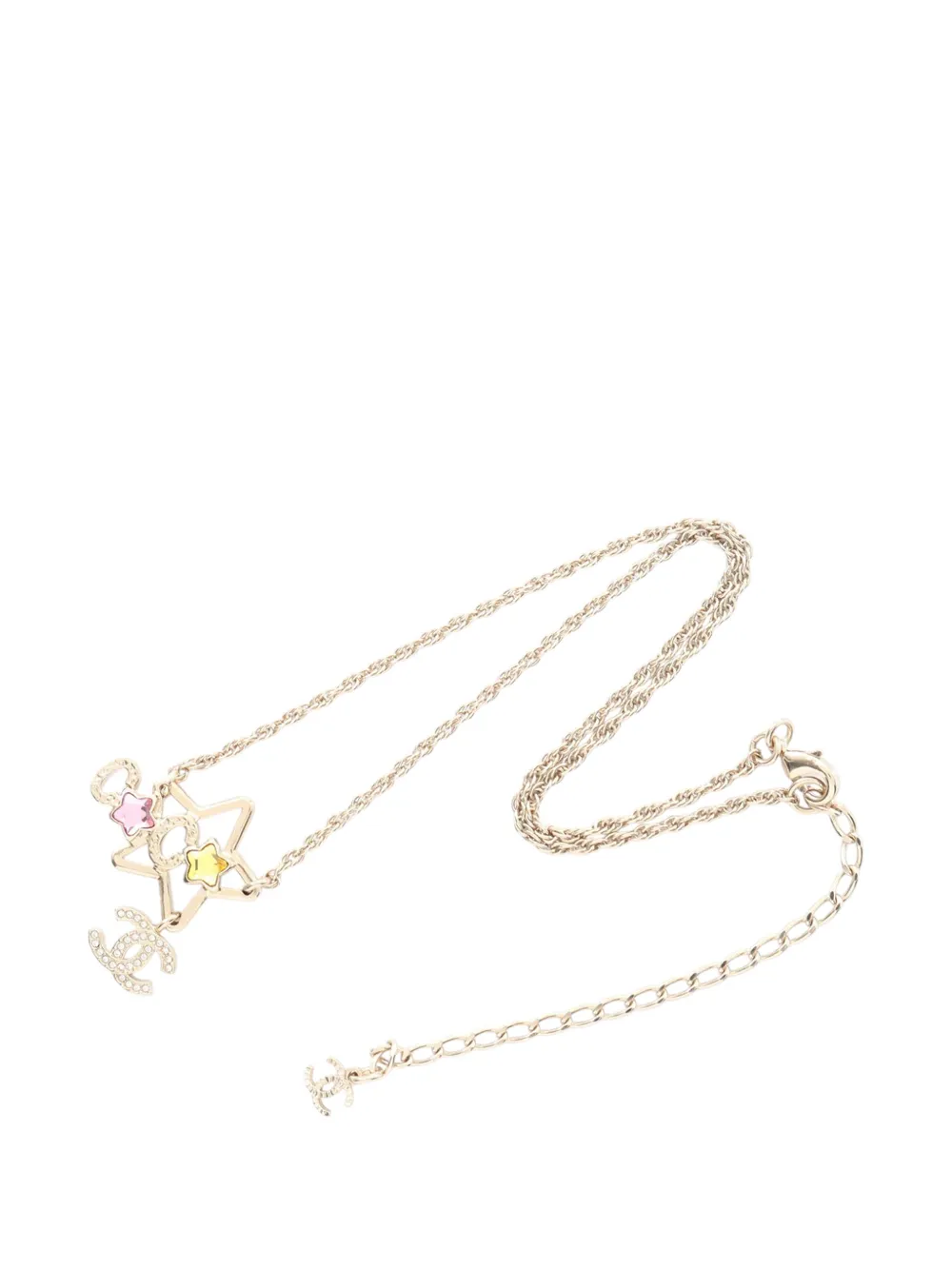 CHANEL Pre-Owned Collana con pendente CC in metallo placcato oro con strass 2025