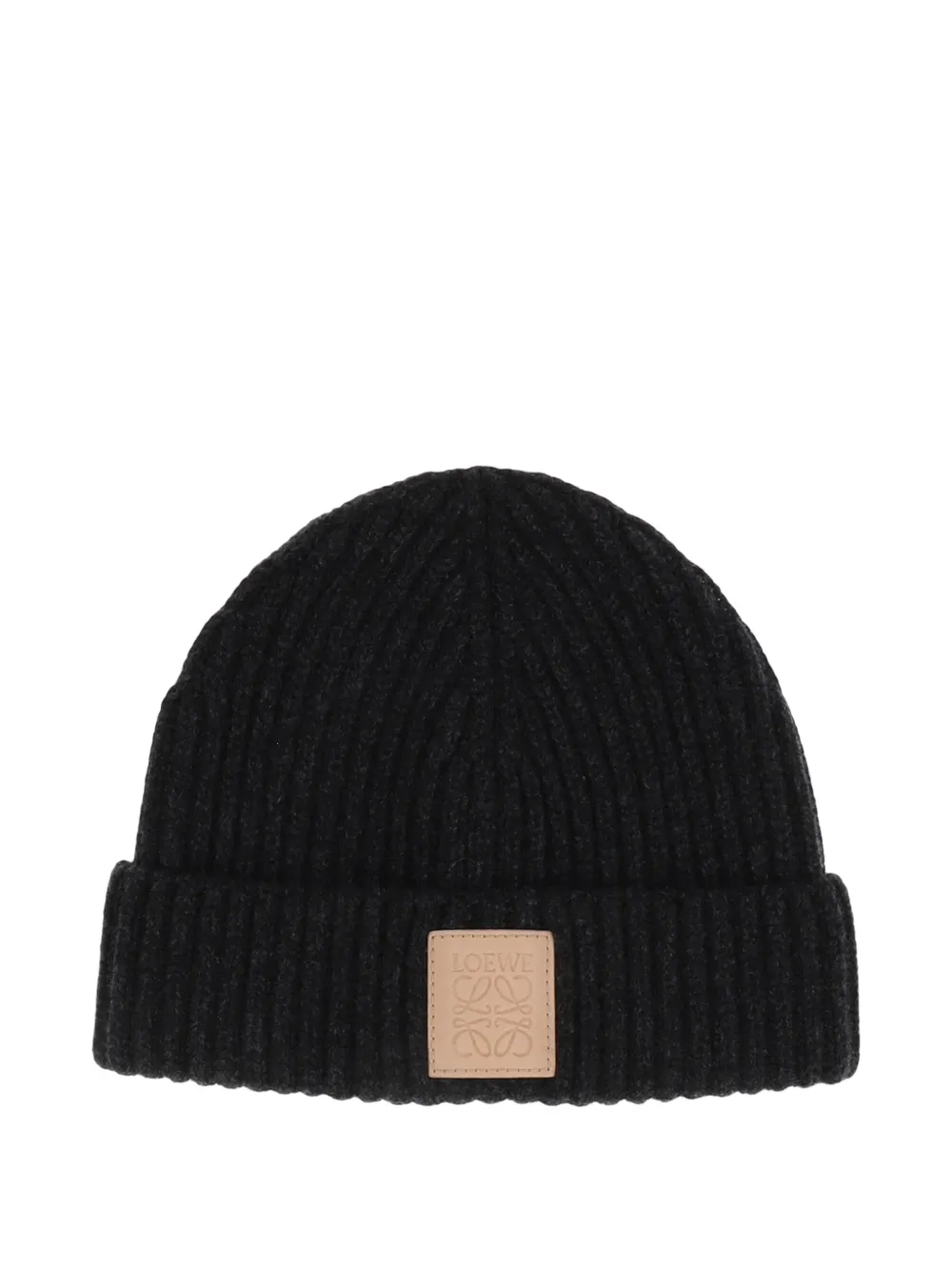 Loewe Ribbed Logo Beanie Hat In Black