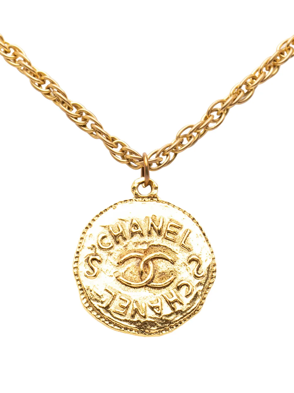 CHANEL Pre-Owned 1970-1980 vergoldete Halskette mit CC-Medallion