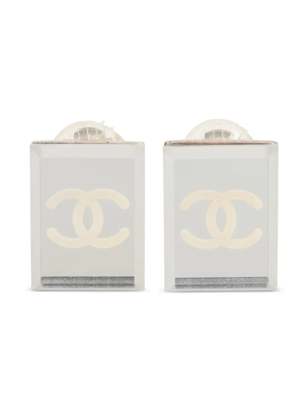CHANEL Pre-Owned Orecchini squadrati CC Mark 2003 - Bianco