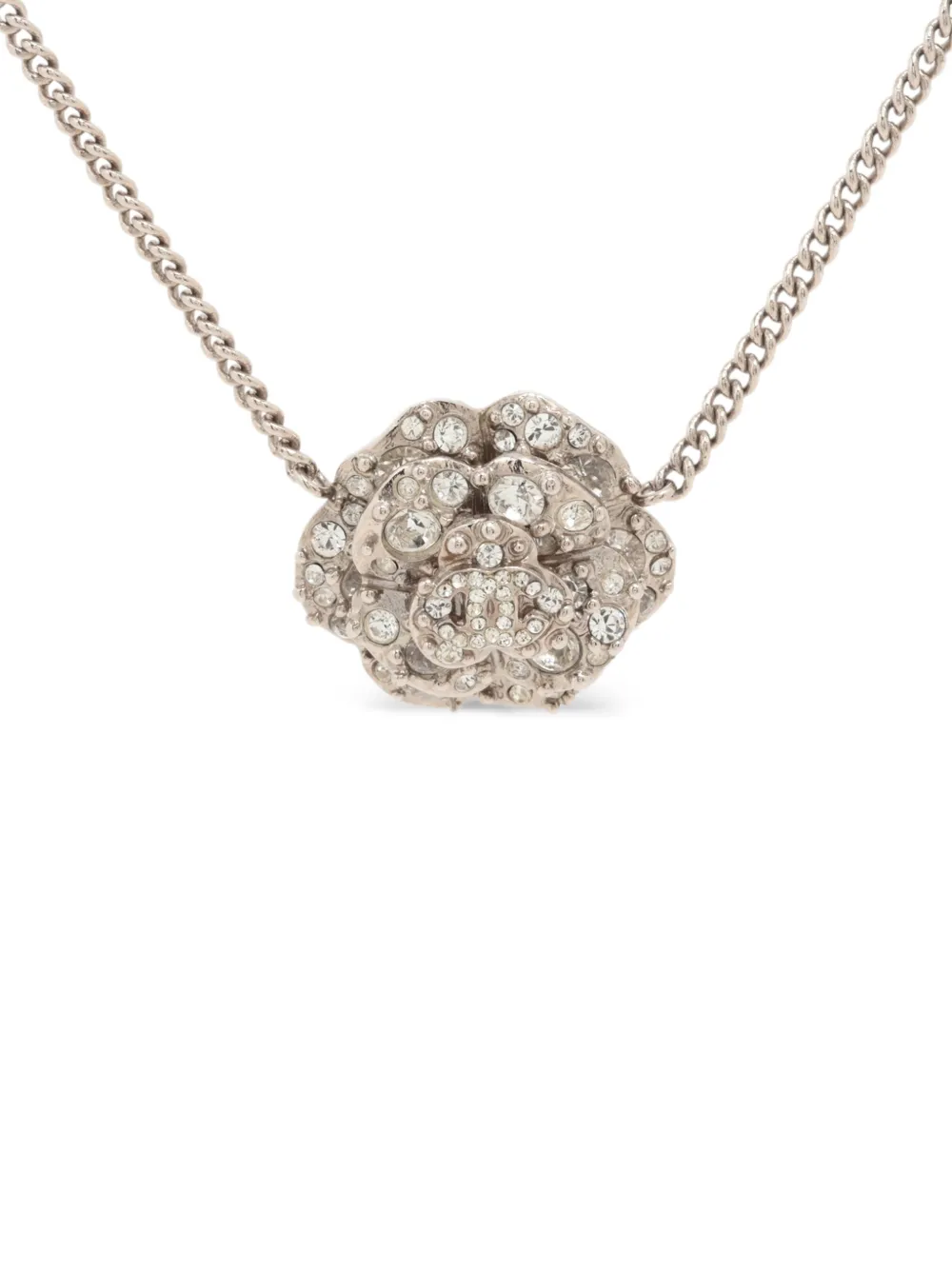 CHANEL Pre-Owned Collana Camellia con strass 2012 - Argento