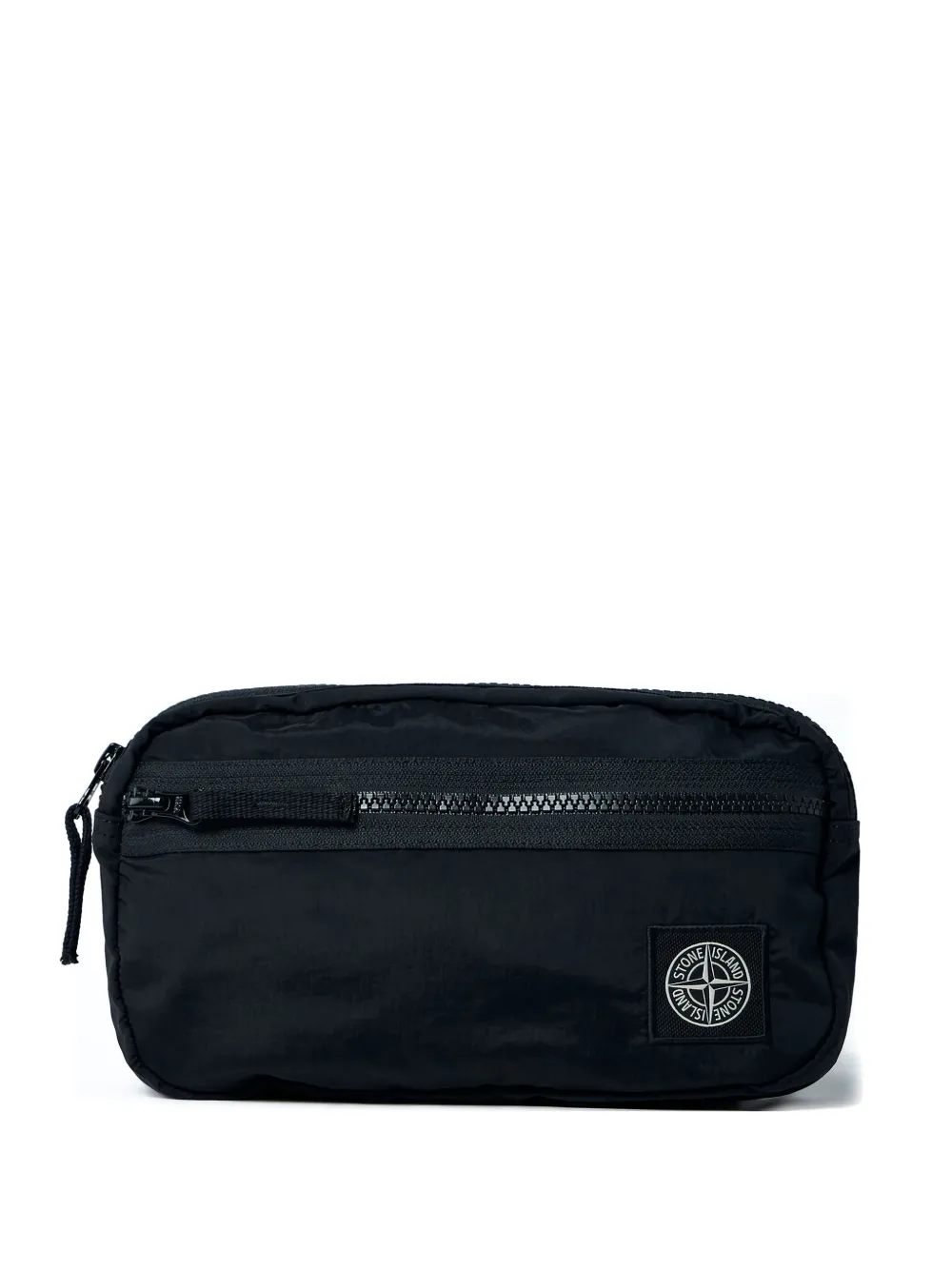 Stone Island front-zip logo-patch belt bag - Nero