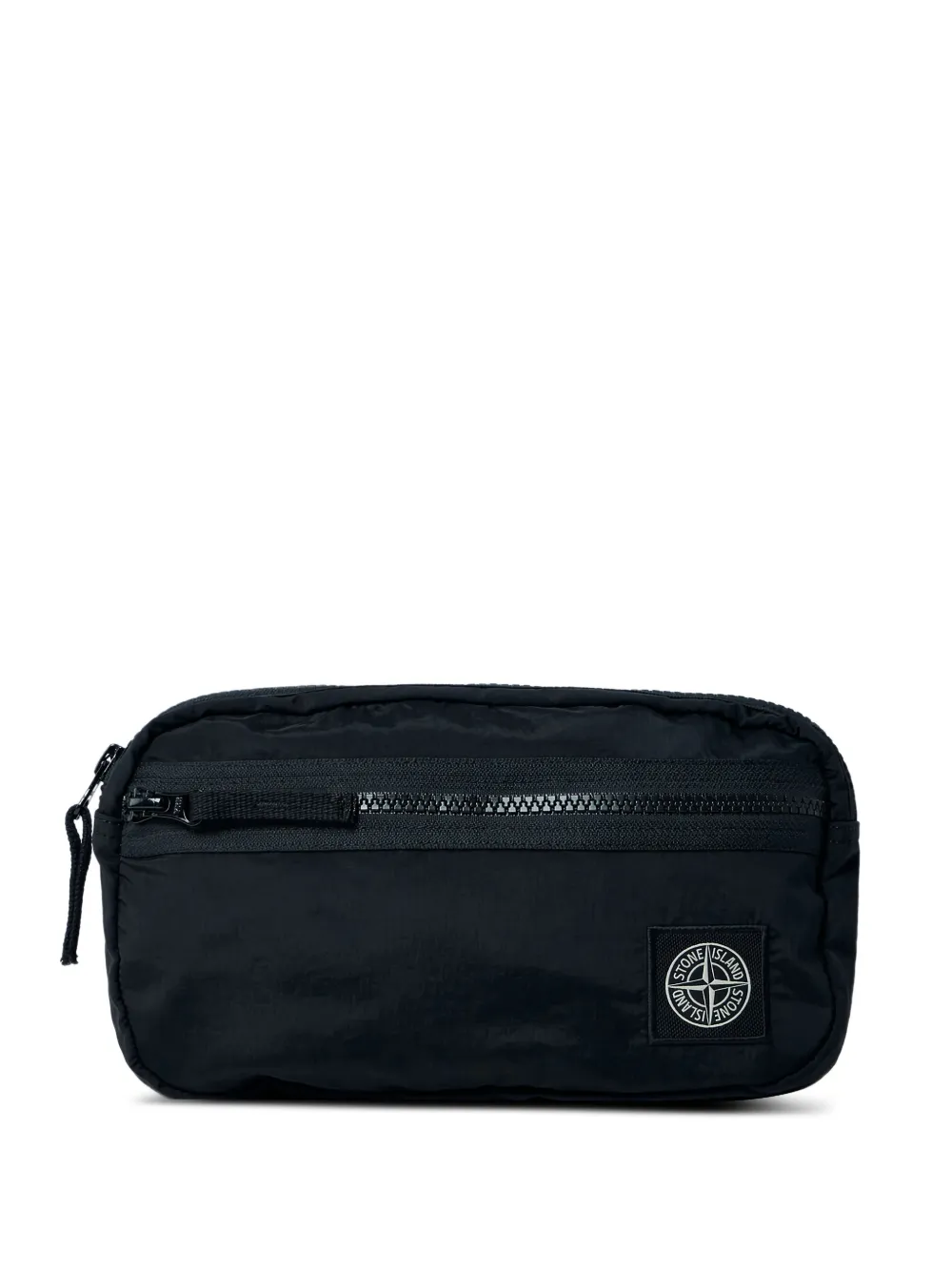 Stone Island front-zip logo-patch belt bag - Nero