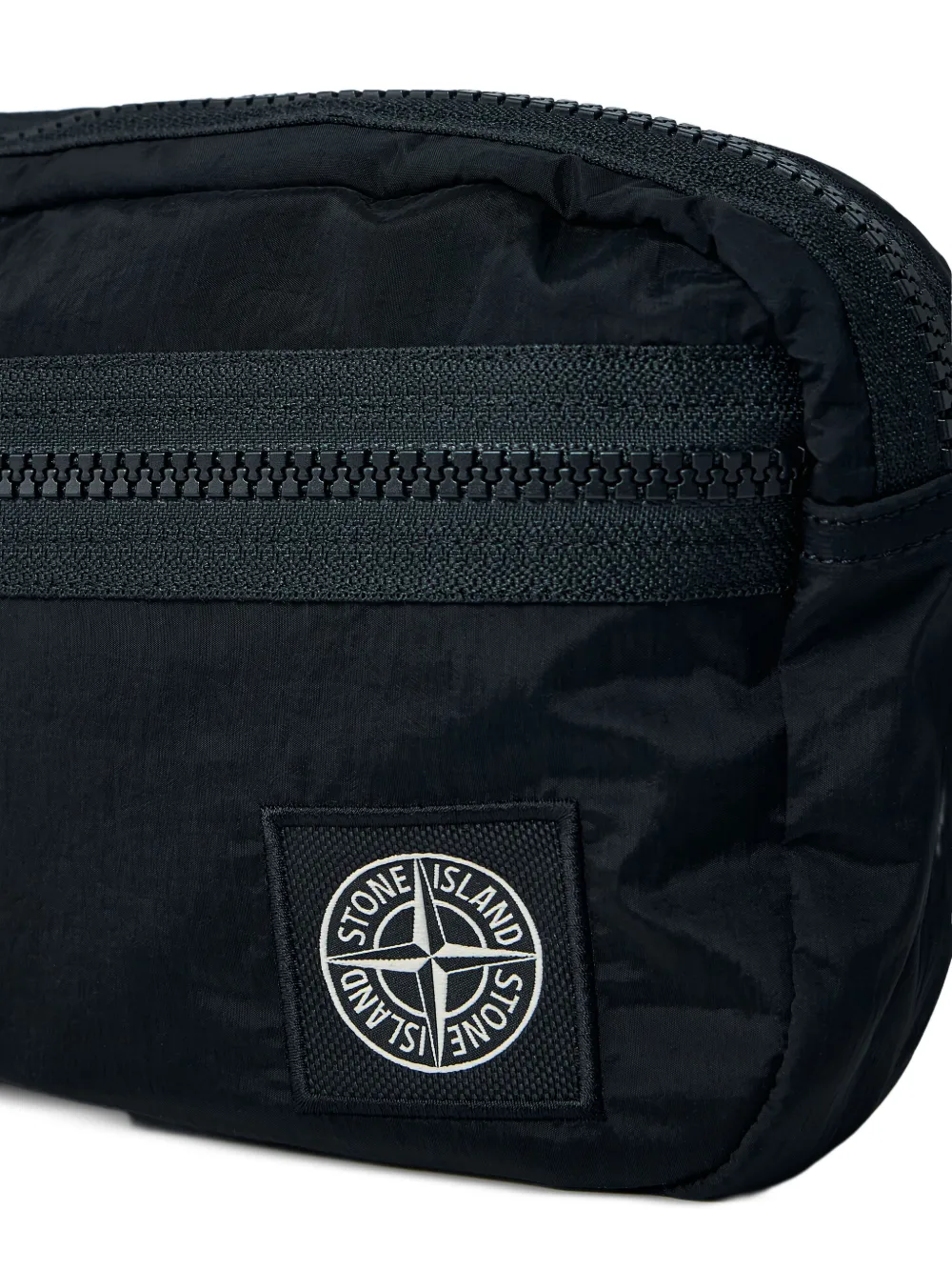  Stone Island Front-zip Logo-patch Belt Bag - Black 