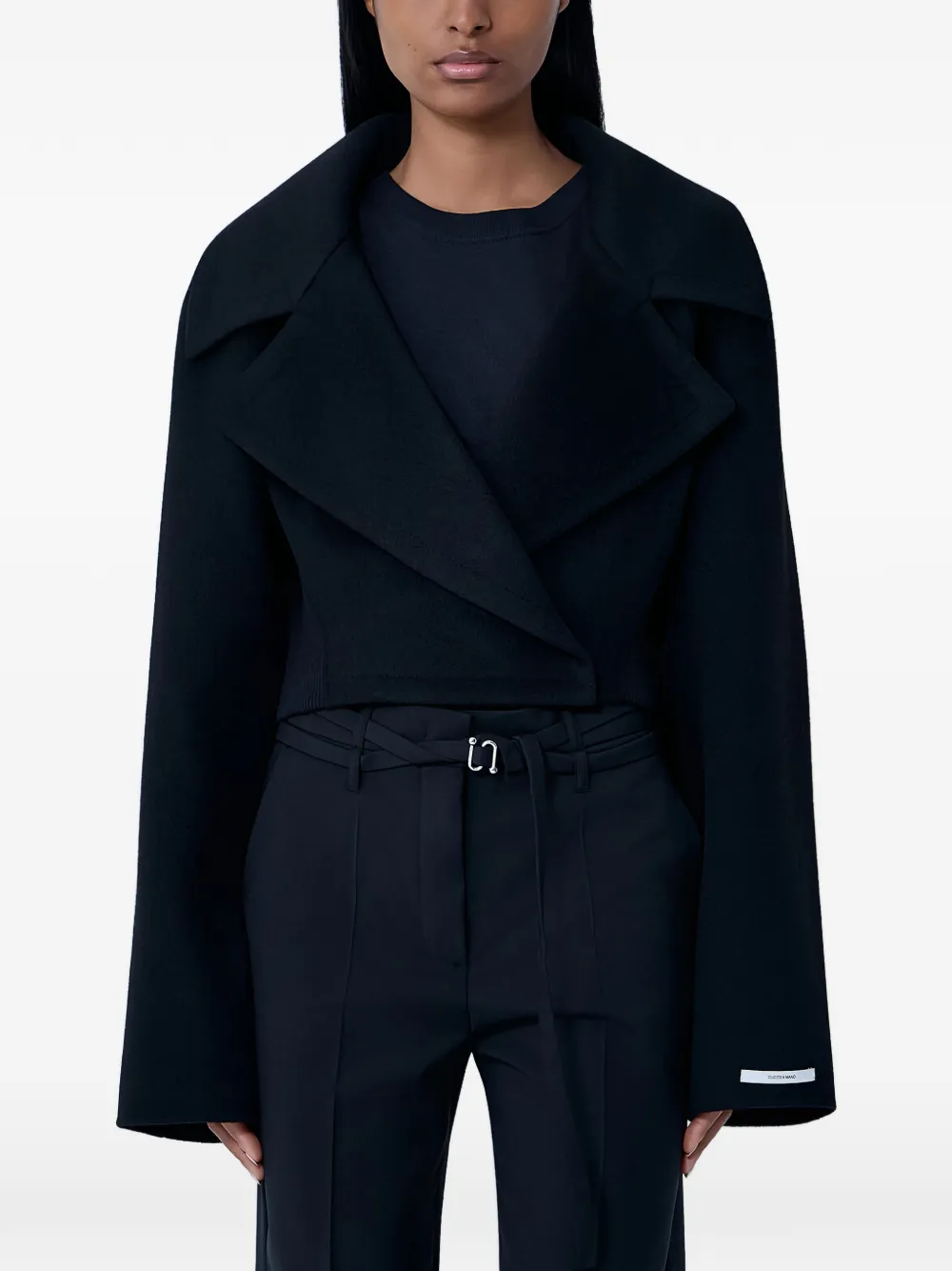 Sportmax notched-lapel cropped jacket - Nero