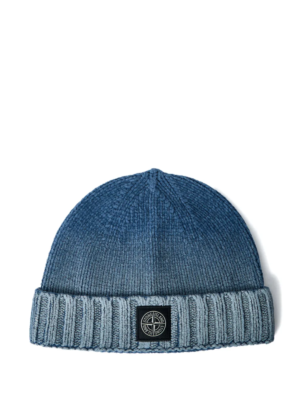 Stone Island ribbed logo-patch beanie hat - Blu